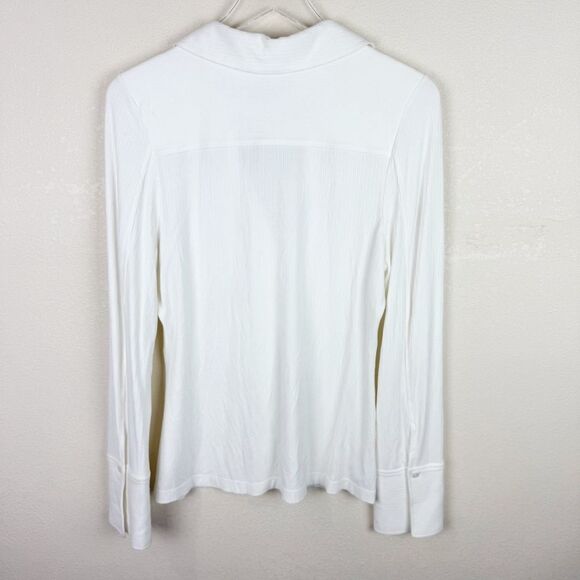 Derek Crosby 28 White Collared Blouse Button Down Long Sleeve XL - Picture 5 of 6
